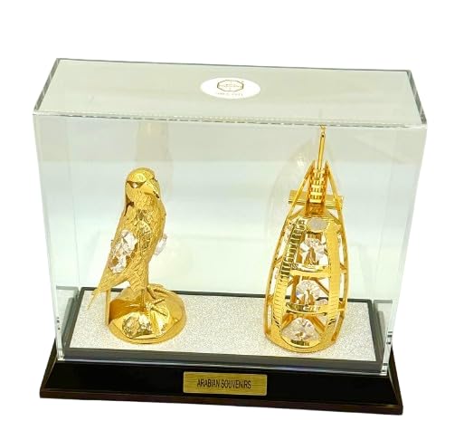 24k Gold Plated Falcon With Burj Al Arab Statue Decorated With